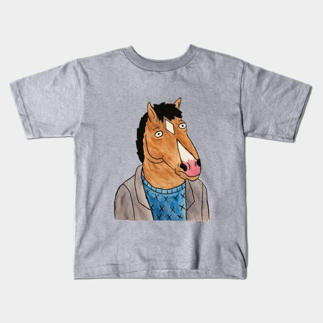 BoJack Horseman Watercolor Kids T-Shirt by artbyliv